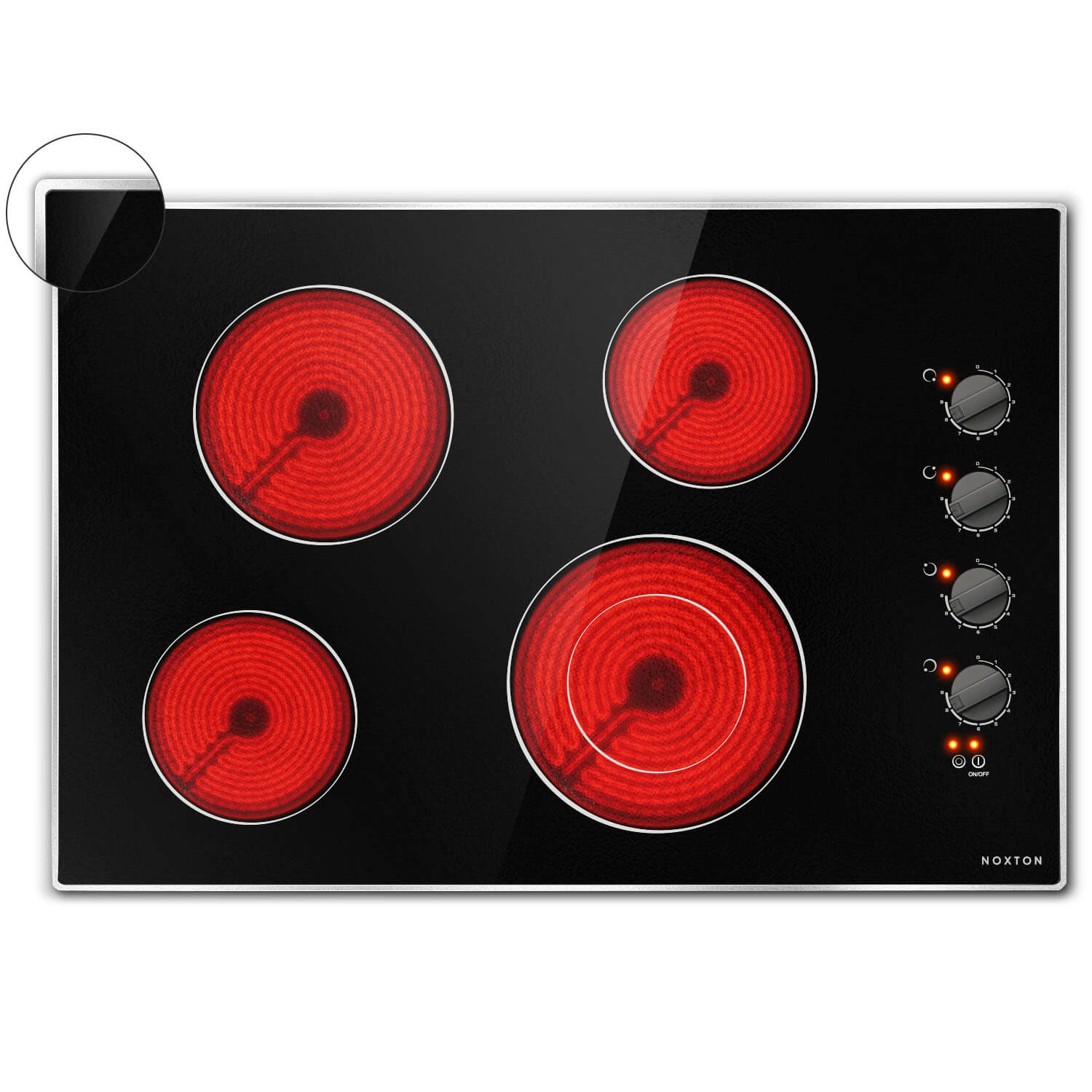 Noxton 30 Inch 4 Burners Built-in Electric Ceramic Stove-Knob Control