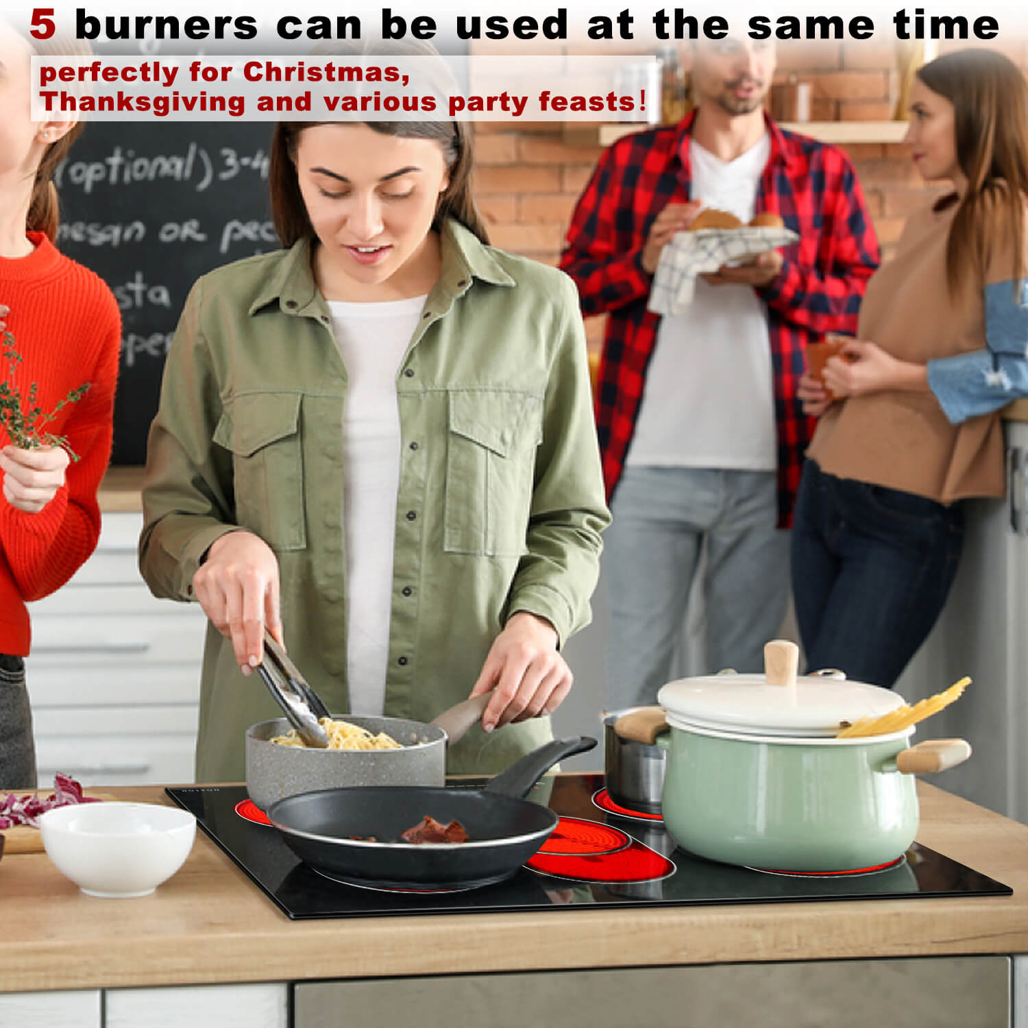 Noxton 30 Inch 5 Burners Ceramic Cooktop-Slider Control