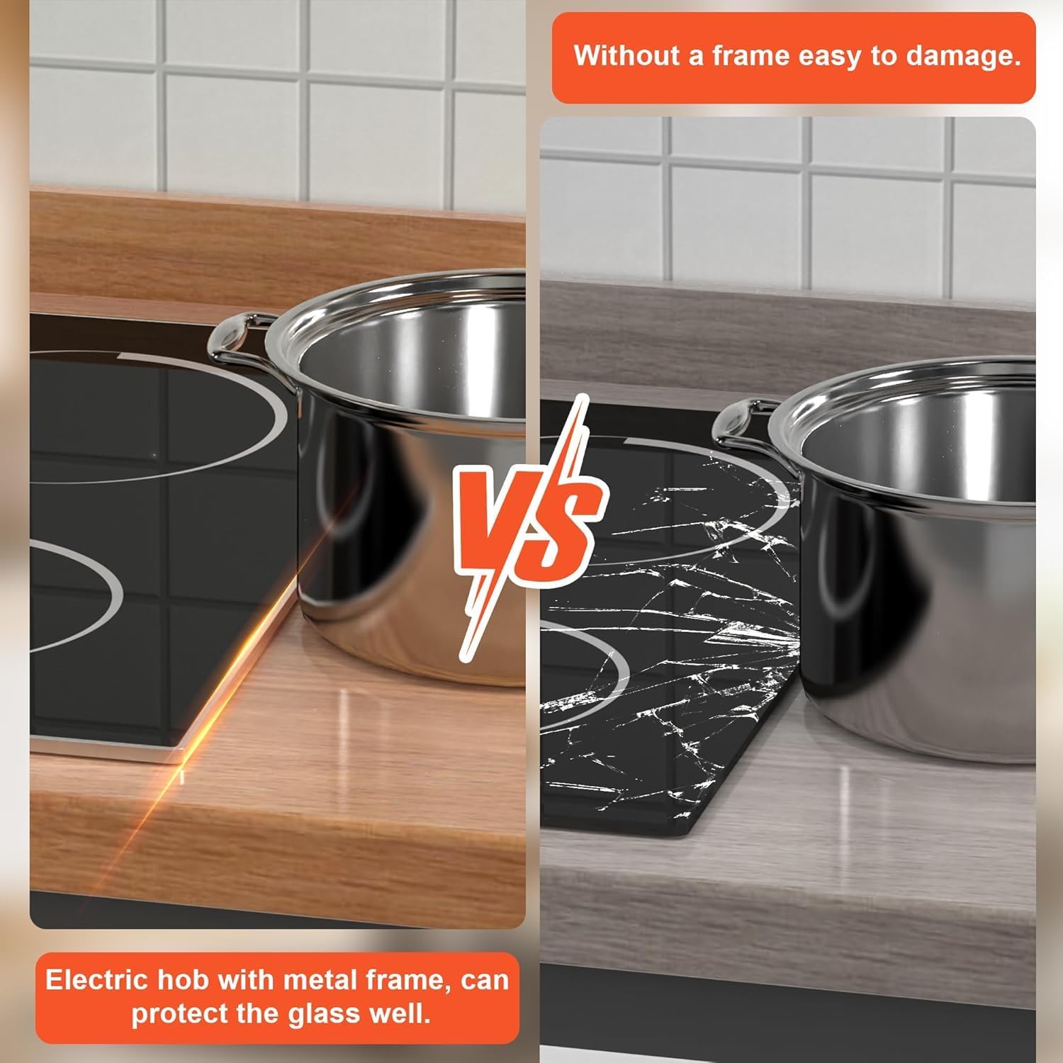 Jessier 30 Inch Electric Cooktop - 5 Burner 8400W Ceramic Stove 30 In, Built-in Electric Stove Top with Full Metal Frame Protection, Timer, Safety Lock, Pause, Dual Ring, 220V Hard Wired (No Plug)
