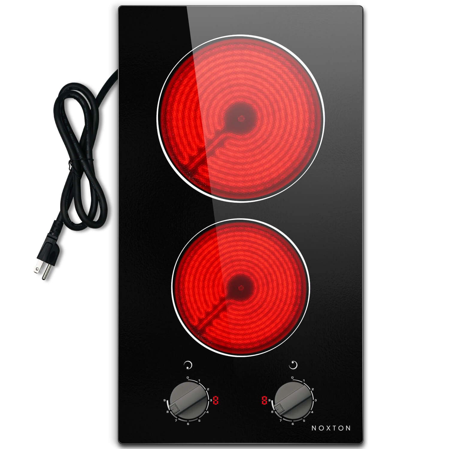 Noxton 12 Inch 2 Burners Plug in Electric Stove-Knob Control